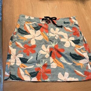 Hawaiian  Print Skirt with Drawstring